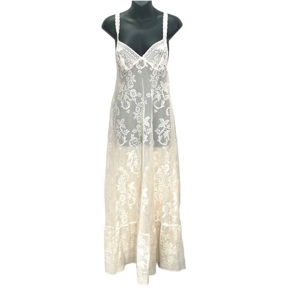 ⭐️ Vintage 1950’s Vassarette Lace Paisley & Floral Nightgown and Overcoat Set - Picture 5 of 12